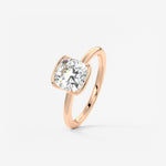 Cushion Half Bezel Lab Grown Diamond Engagement Ring