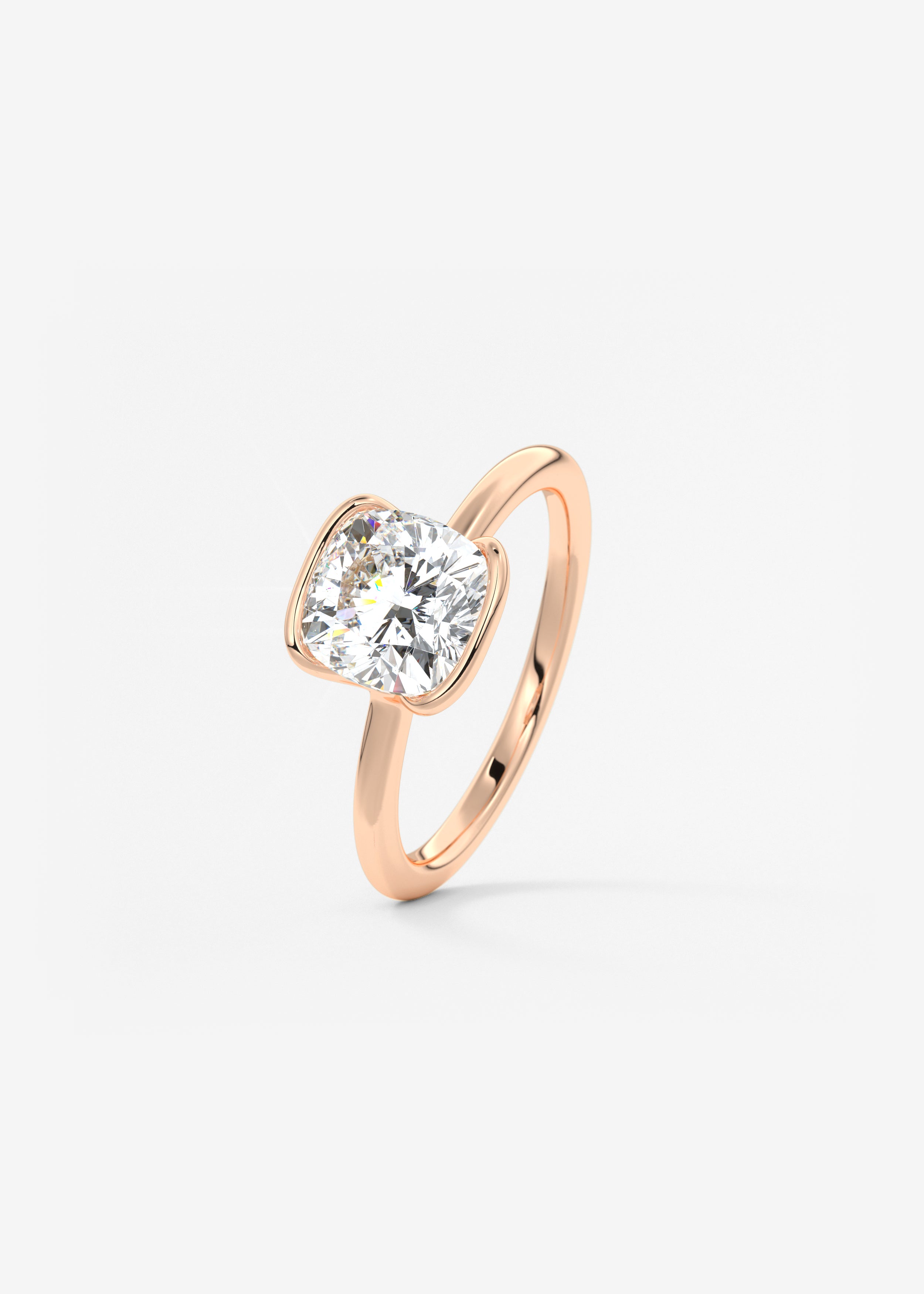 Cushion Half Bezel Lab Grown Diamond Engagement Ring