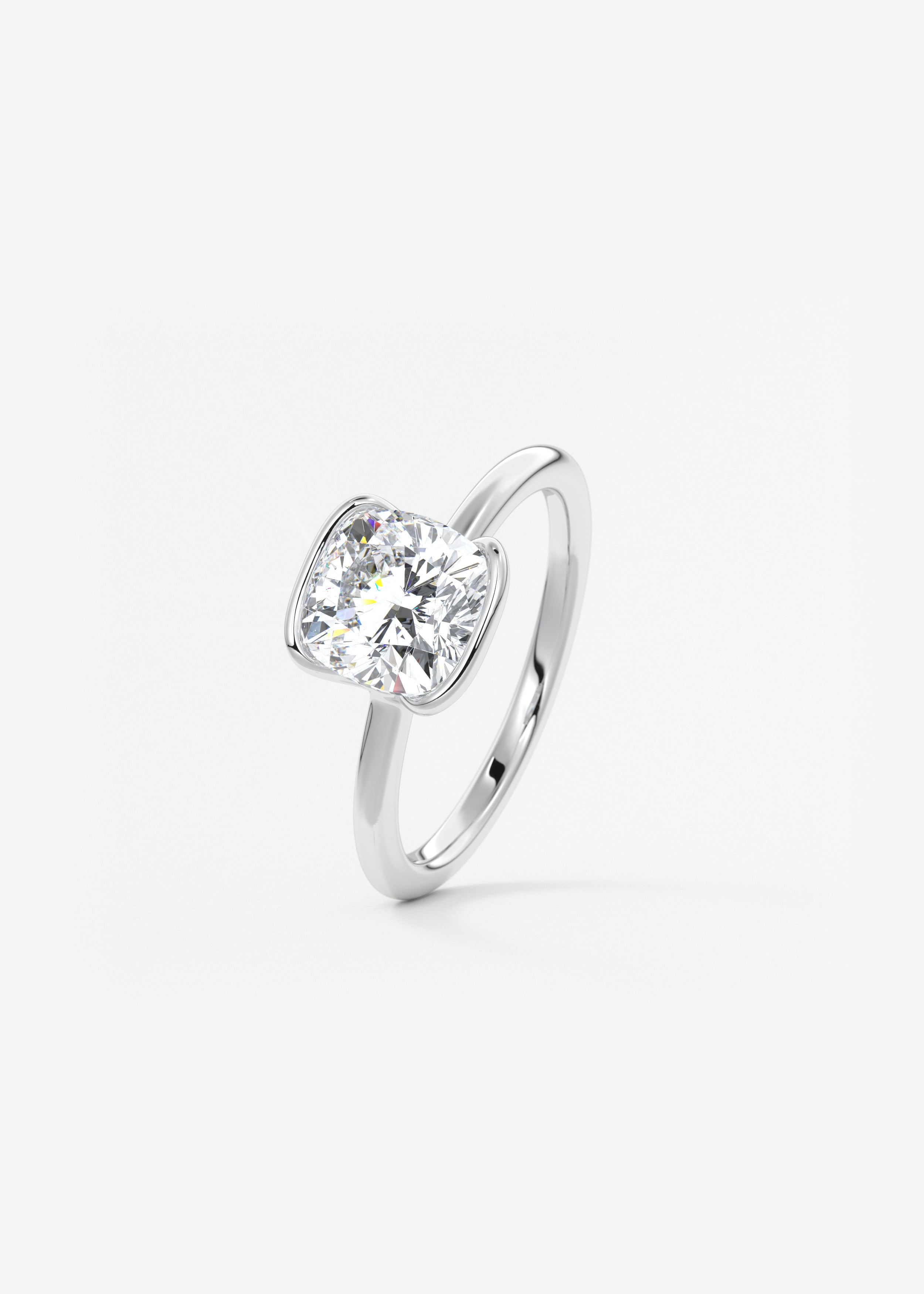 Cushion Half Bezel Lab Grown Diamond Engagement Ring
