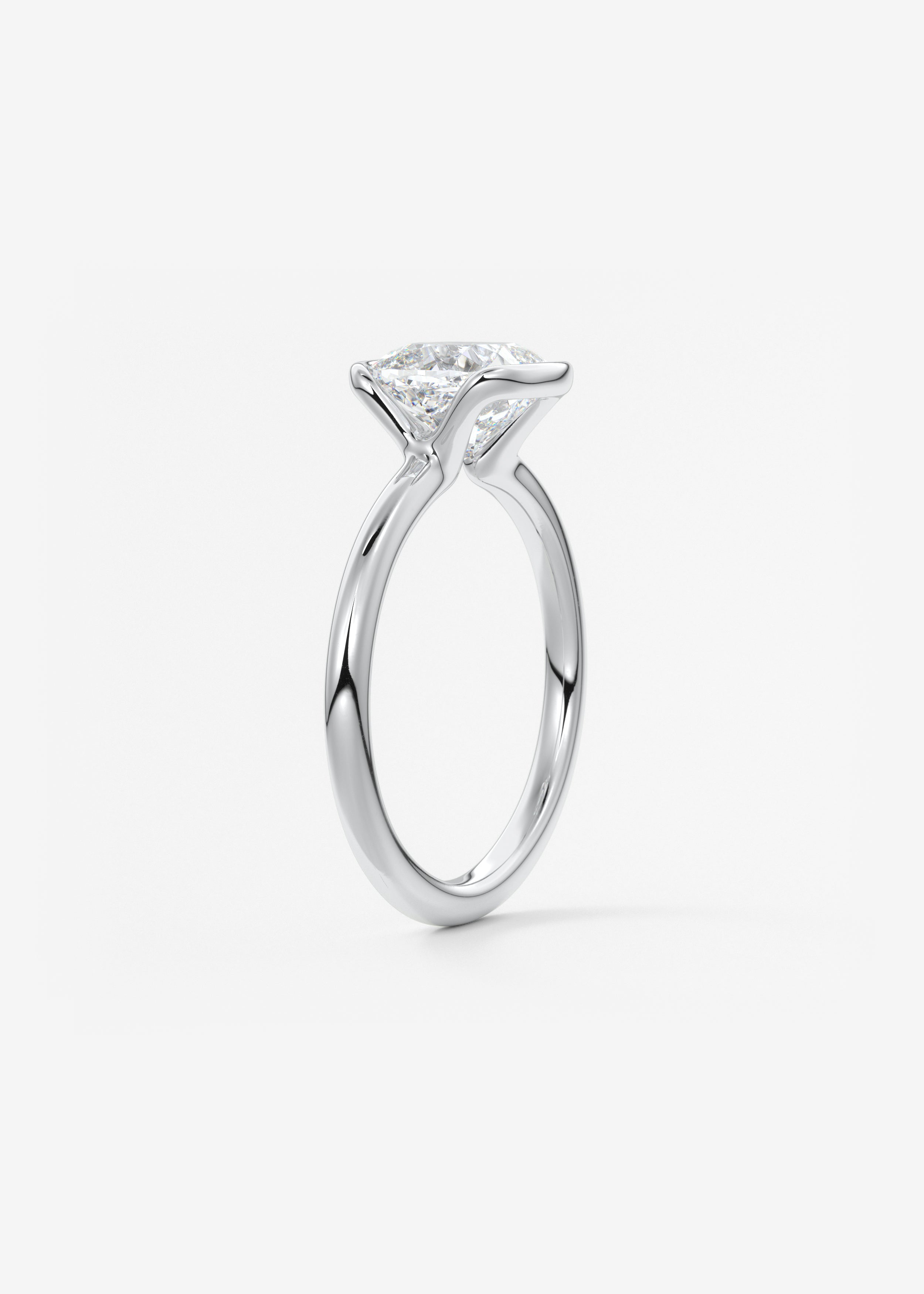 Cushion Half Bezel Lab Grown Diamond Engagement Ring