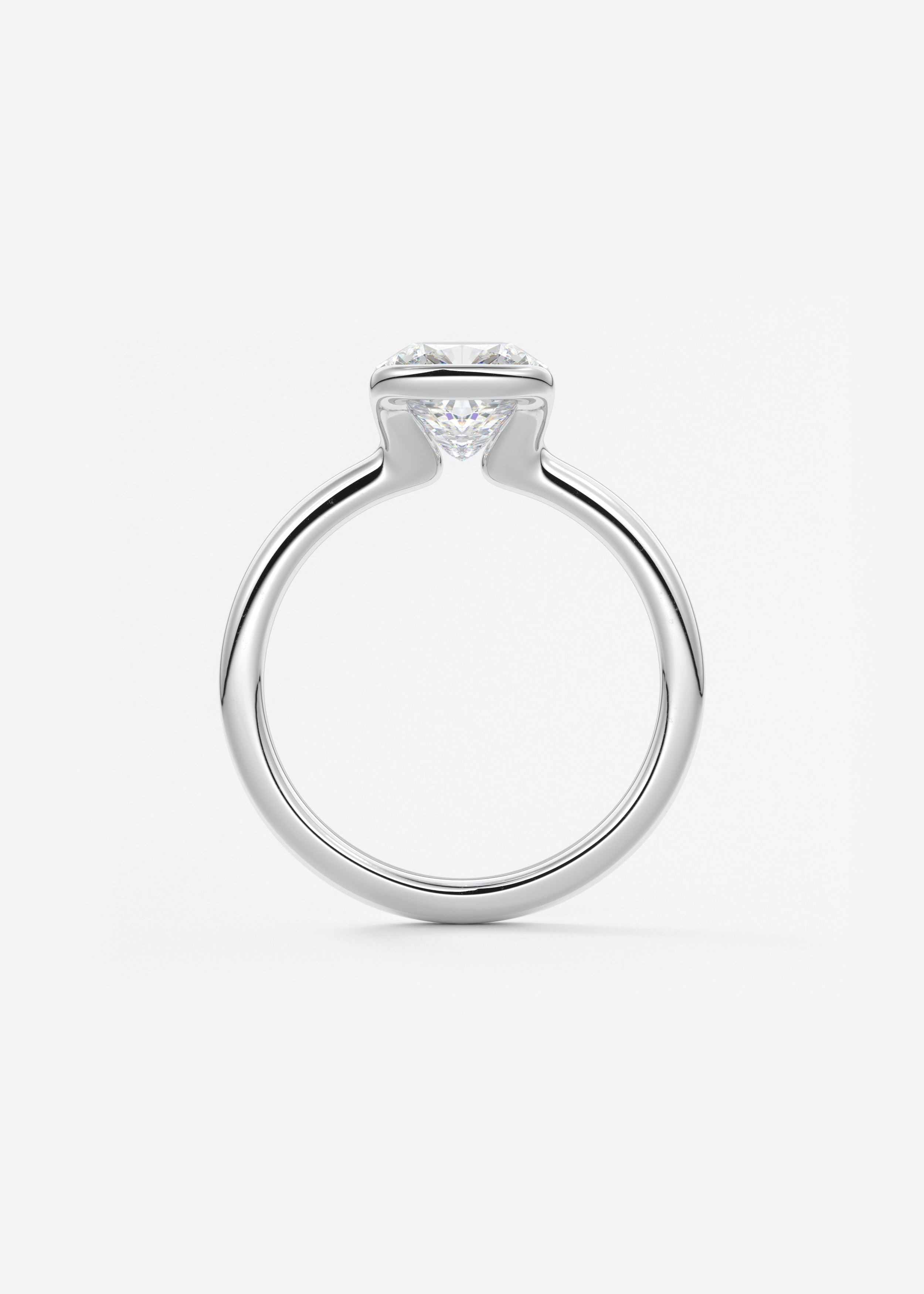 Cushion Half Bezel Lab Grown Diamond Engagement Ring