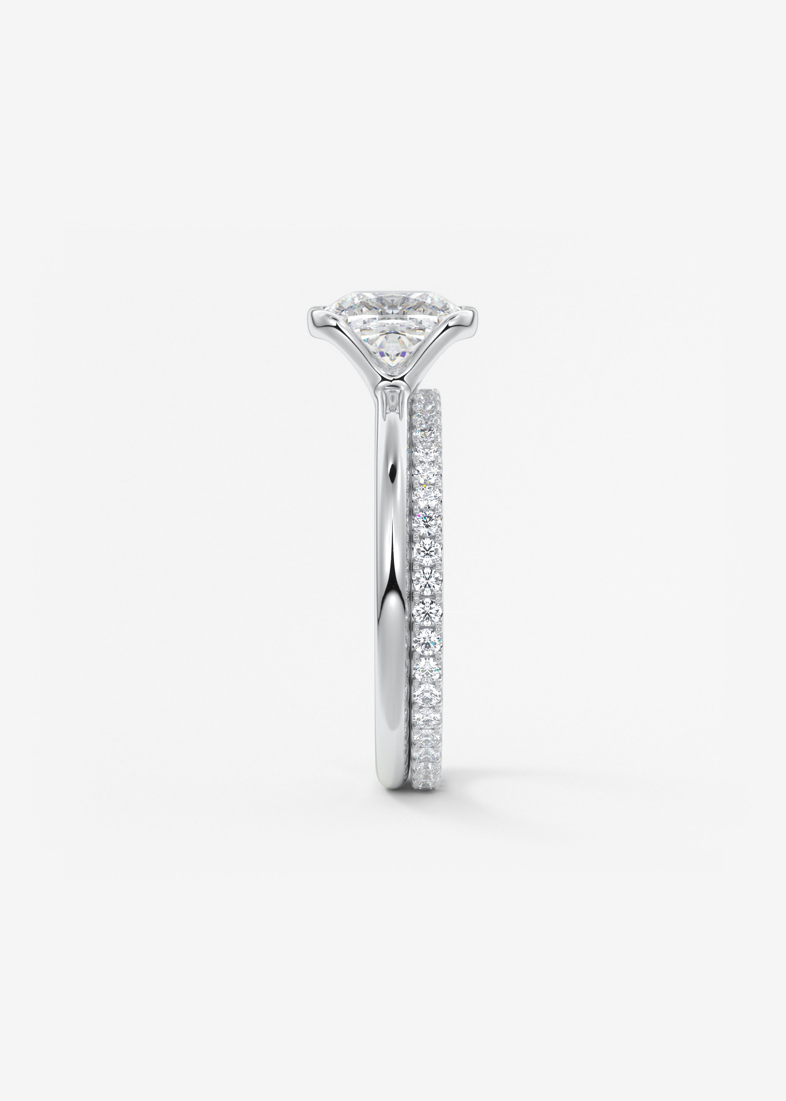 Cushion Half Bezel Lab Grown Diamond Engagement Ring