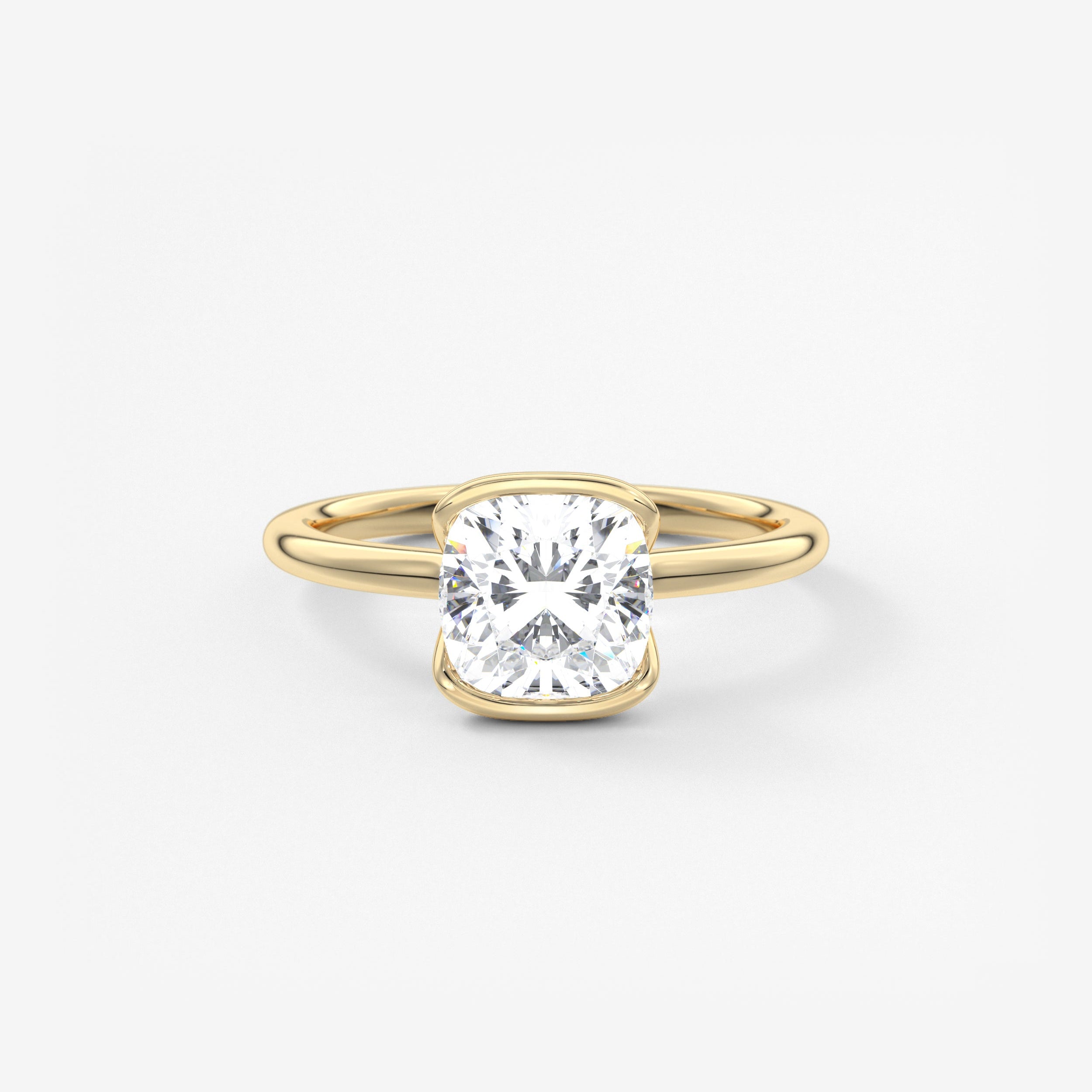 Cushion Half Bezel Lab Grown Diamond Engagement Ring
