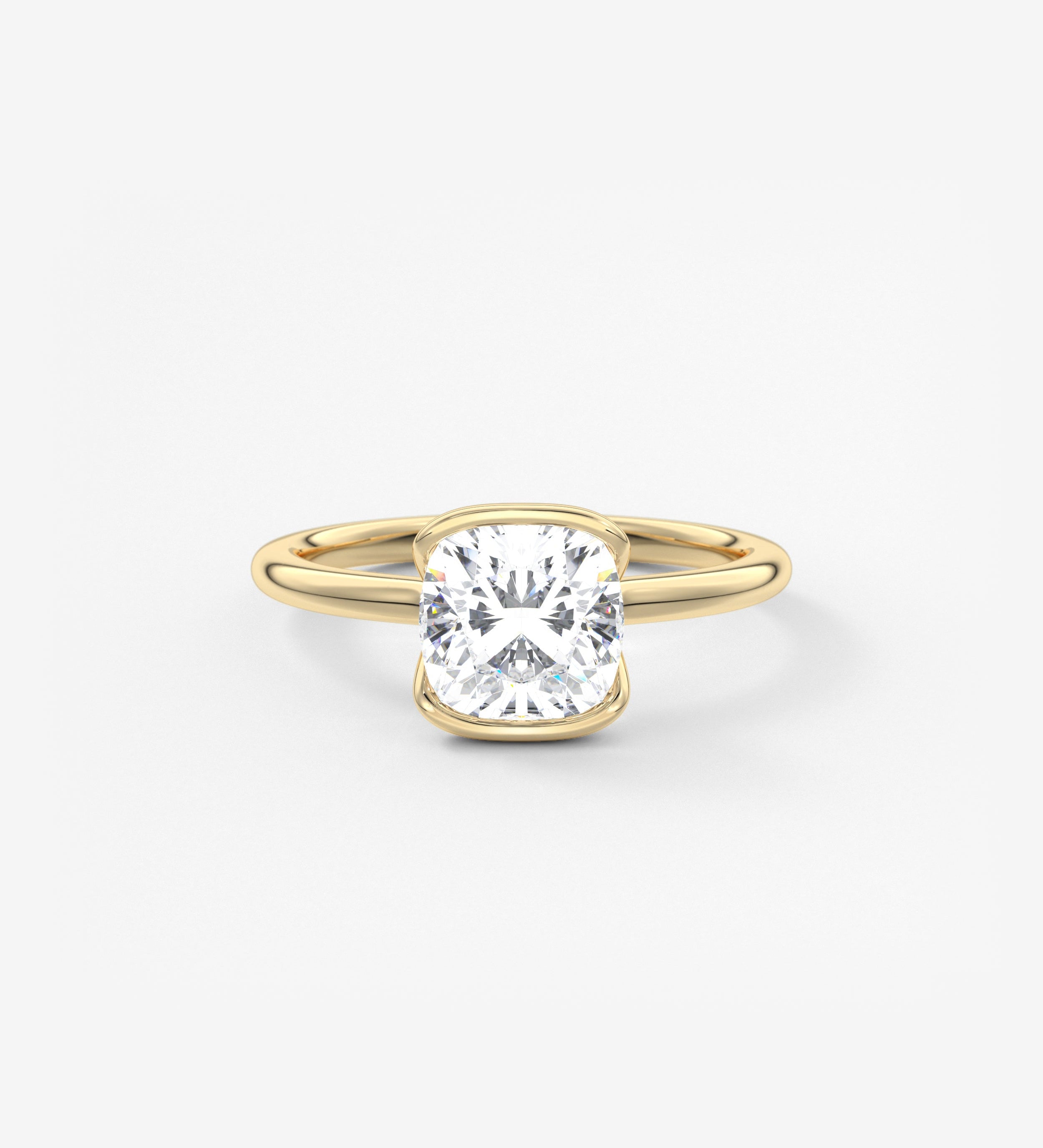 Cushion Half Bezel Lab Grown Diamond Engagement Ring