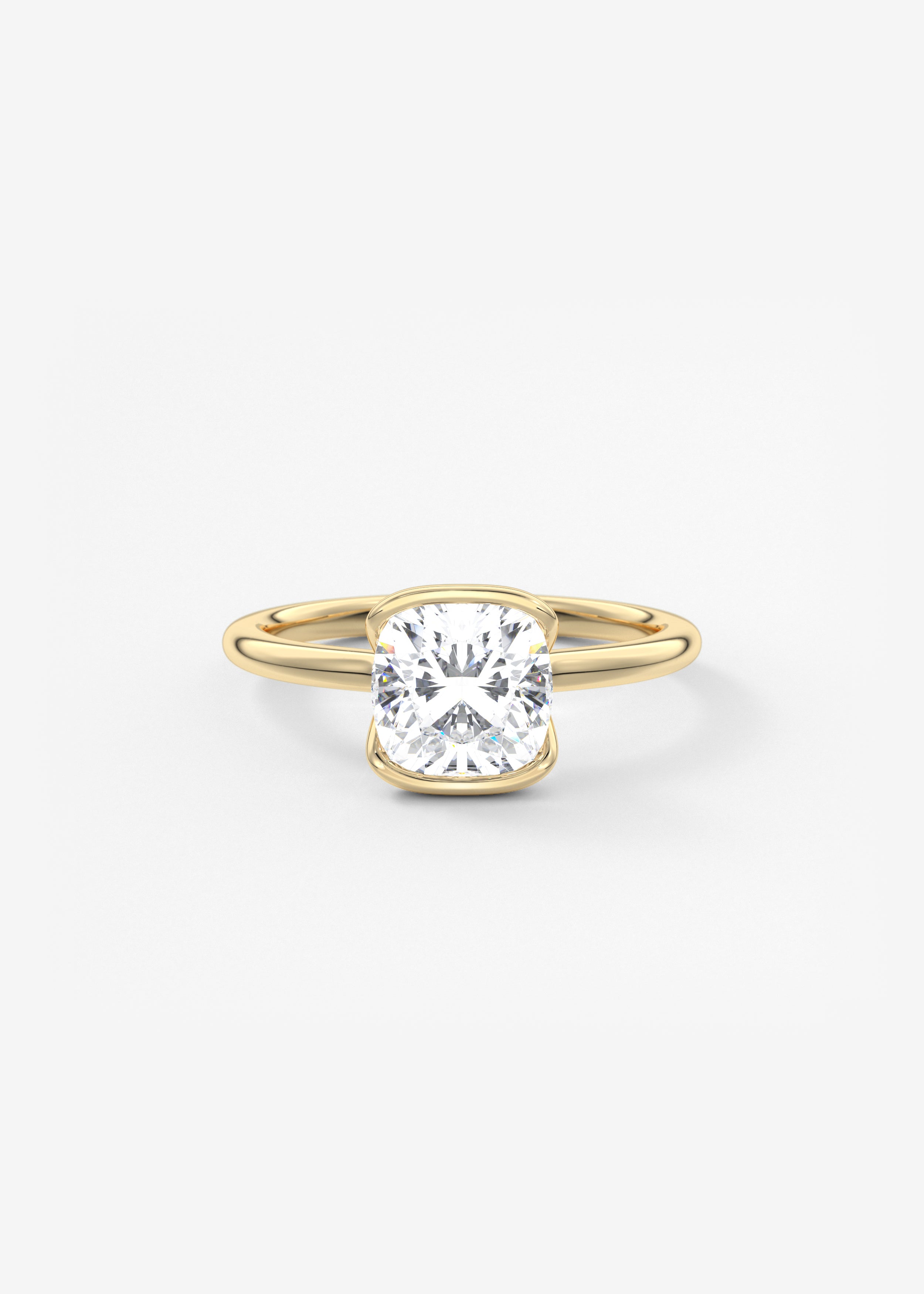 Cushion Half Bezel Lab Grown Diamond Engagement Ring