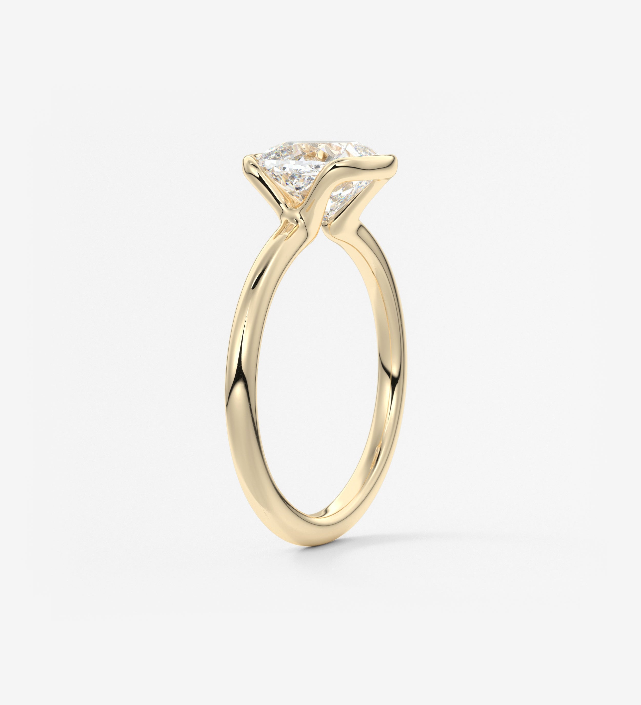Cushion Half Bezel Lab Grown Diamond Engagement Ring