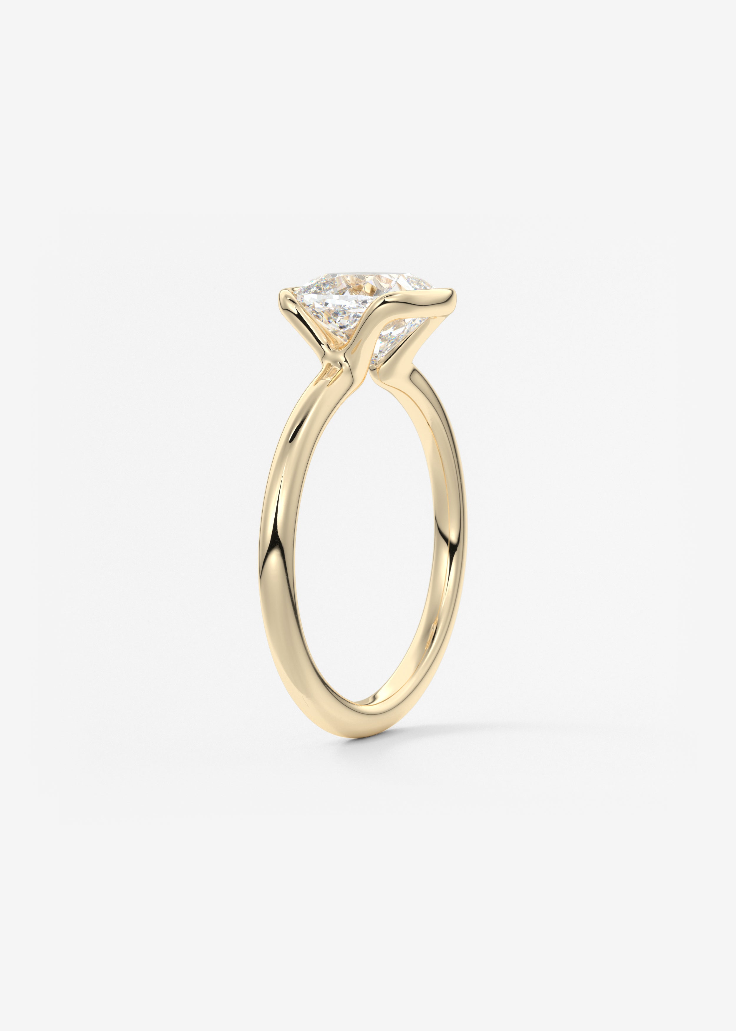 Cushion Half Bezel Lab Grown Diamond Engagement Ring