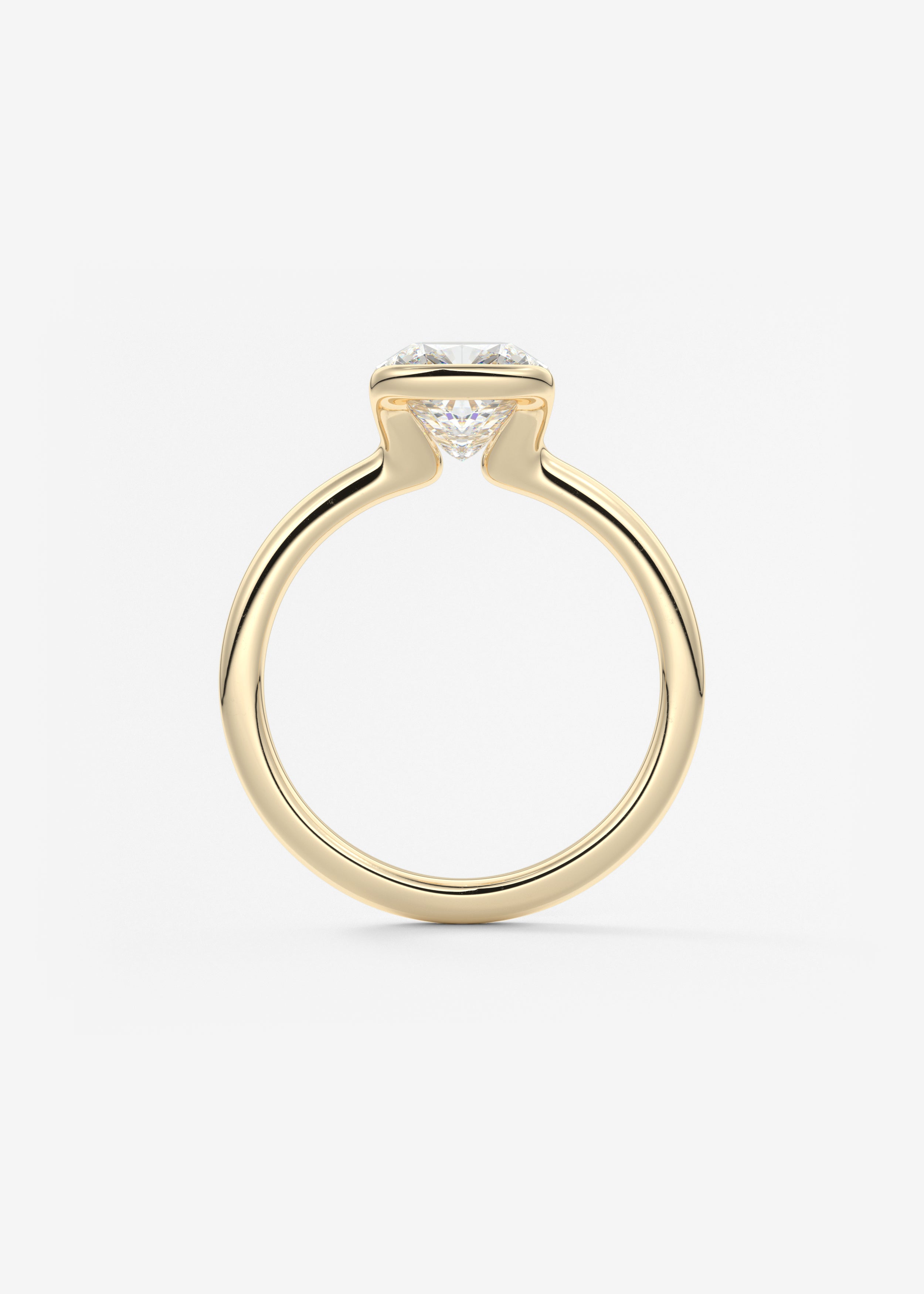 Cushion Half Bezel Lab Grown Diamond Engagement Ring