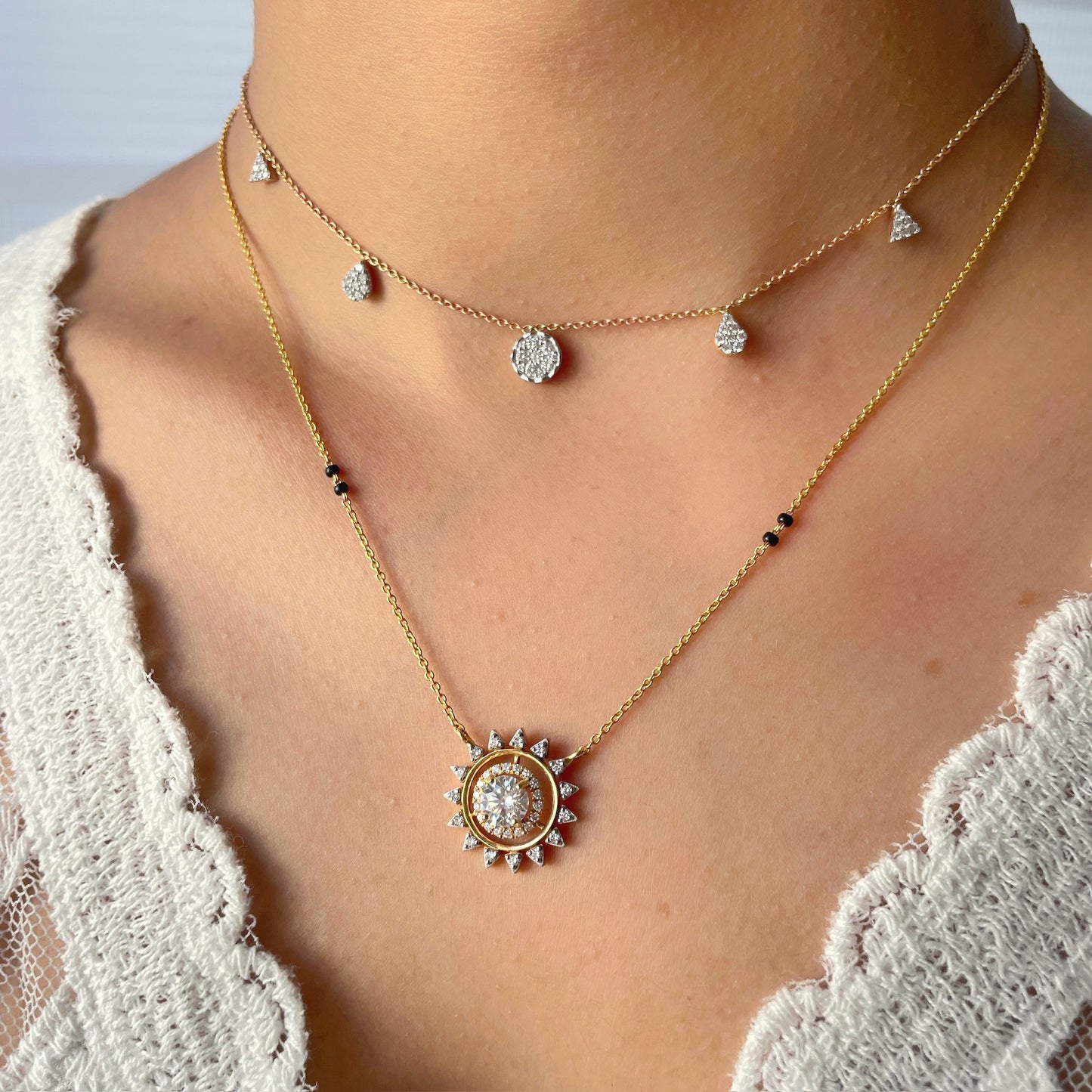 0.60 TCW Round Moissanite Diamond Necklace in Solid Gold 2