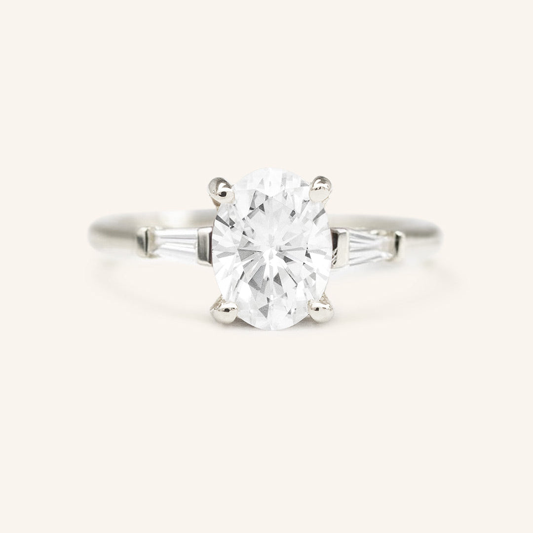 Stunning 1 CT Oval Moissanite Engagement Ring With Three Stone Design 2