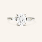 Stunning 1 CT Oval Moissanite Engagement Ring With Three Stone Design 2