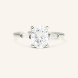 Stunning 1 CT Oval Moissanite Engagement Ring With Three Stone Design 2