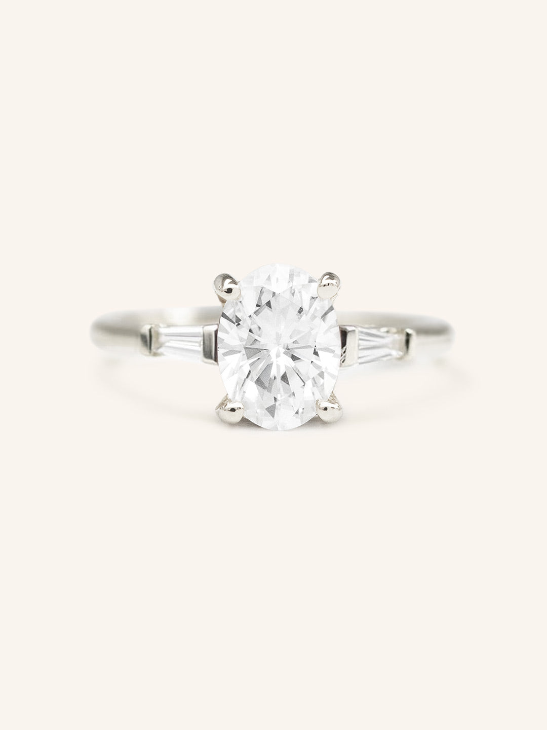 Stunning 1 CT Oval Moissanite Engagement Ring With Three Stone Design 2