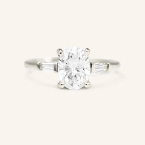 Stunning 1 CT Oval Moissanite Engagement Ring With Three Stone Design