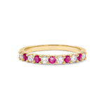 0.33 TCW Round Ruby Lab Made Diamond- January Birthstone Half Eternity Wedding Band 5