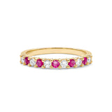 0.33 TCW Round Ruby Lab Made Diamond- January Birthstone Half Eternity Wedding Band 5
