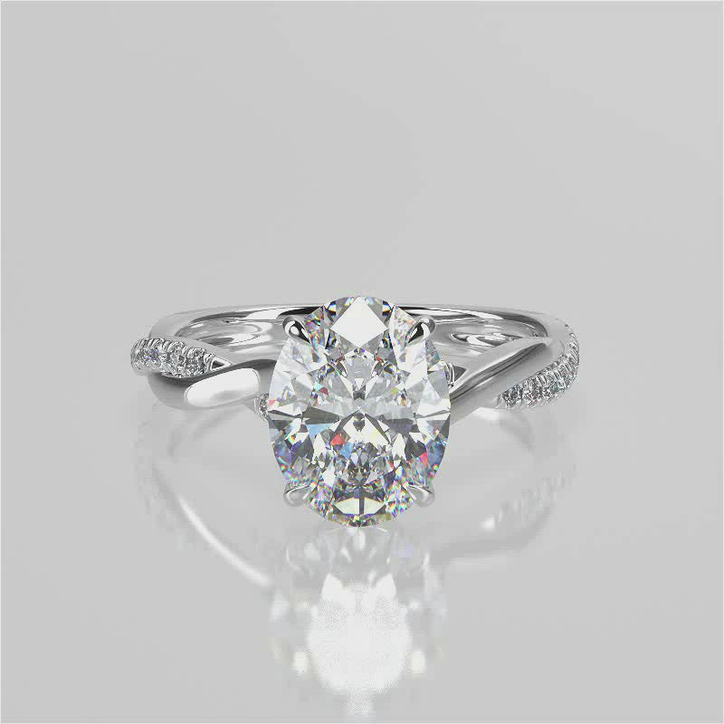 Stunning 2.11 CT Oval Moissanite Engagement Ring with Hidden Halo & Twisted Pave Design 1
