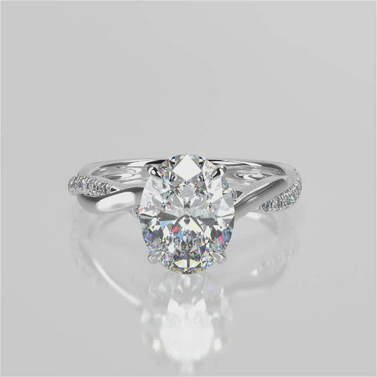Stunning 2.11 CT Oval Moissanite Engagement Ring with Hidden Halo & Twisted Pave Design 1