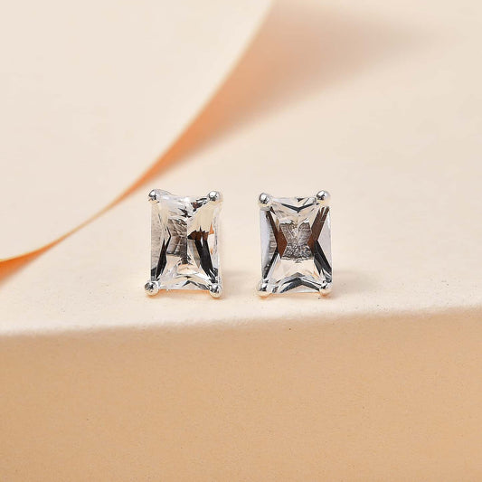 Round Cut Cubic Zirconia in 925 Sterling Silver Earrings 2