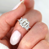 Stunning 3.60 CT Emerald Moissanite Engagement Ring with Three stone Design 7