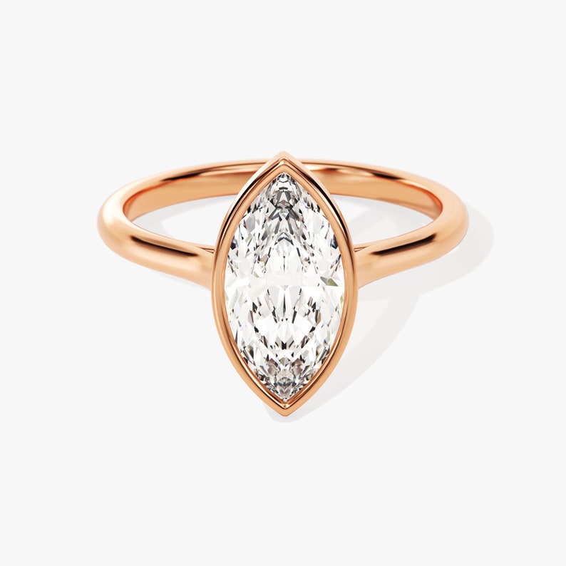Stunning 1.0-2.0 CT Marquise Moissanite Engagement Ring with Bezel Design 5