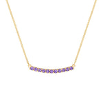 1.32 TCW Round Amethyst Lab Made Diamond- February Birthstone Bar Necklace 1