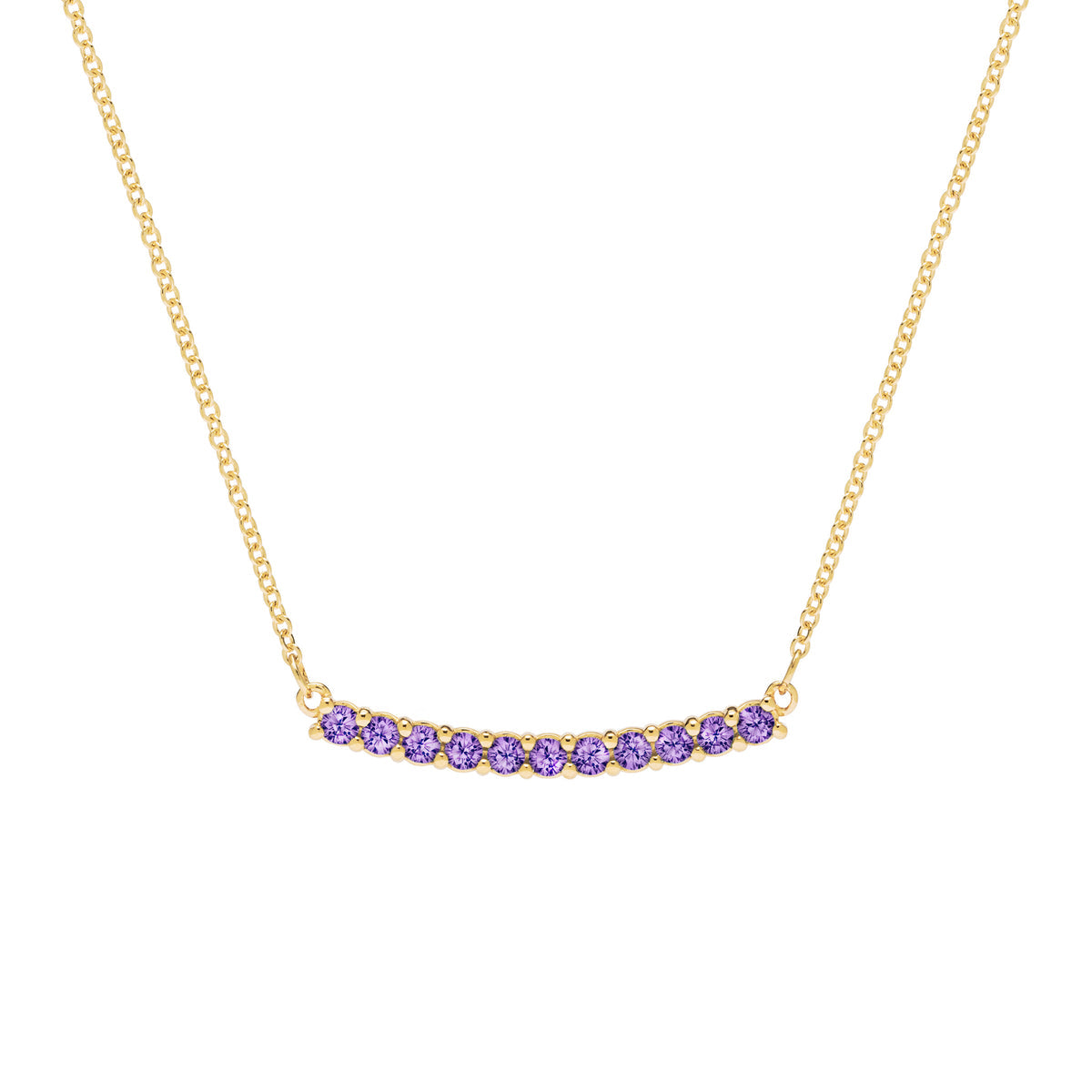 1.32 TCW Round Amethyst Lab Made Diamond- February Birthstone Bar Necklace 1