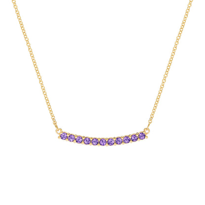 1.32 TCW Round Amethyst Lab Made Diamond- February Birthstone Bar Necklace 1