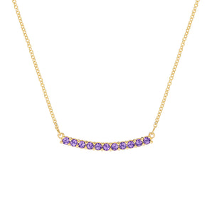 1.32 TCW Round Amethyst Lab Made Diamond- February Birthstone Bar Necklace