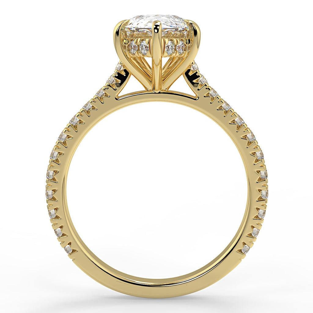 Stunning 0.81 CT Pear Moissanite Engagement Ring with Hidden Halo & Pave Design 2