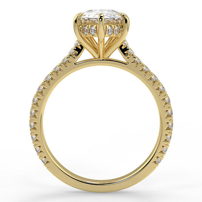 Stunning 0.81 CT Pear Moissanite Engagement Ring with Hidden Halo & Pave Design 2