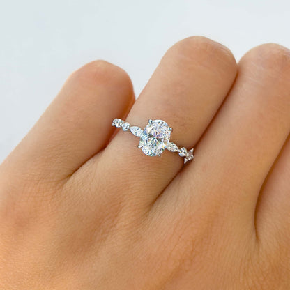Stunning 1.5 CT Oval  Moissanite Engagement Ring with Pave Design 6