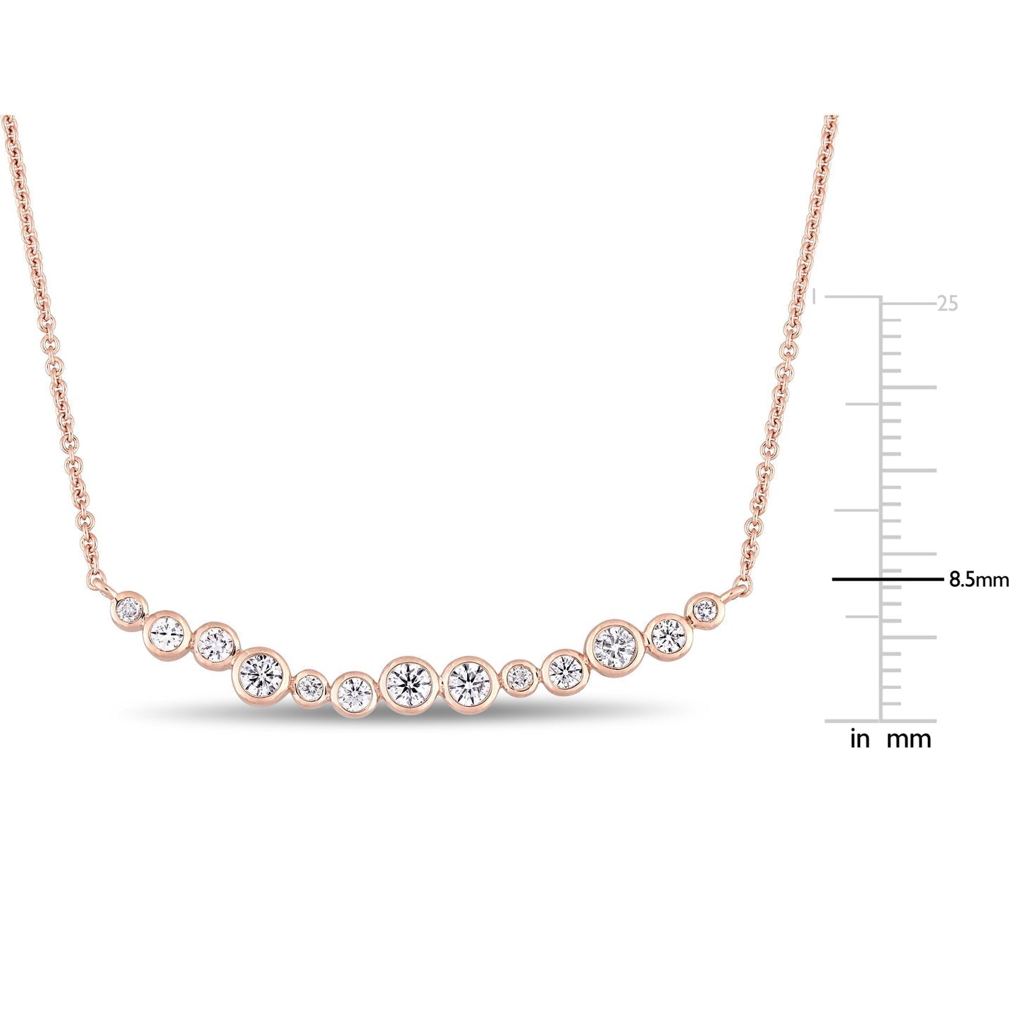 Round Cut Cubic Zirconia in 925 Sterling Silver Necklace 10