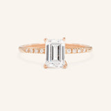Stunning 1 CT Emerald Moissanite Engagement Ring with Pave Design 4