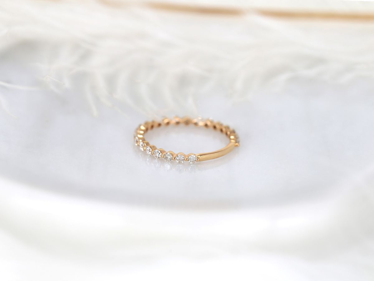 Stunning 0.55 TCW Round Moissanite Stones Half Eternity Wedding Band 2