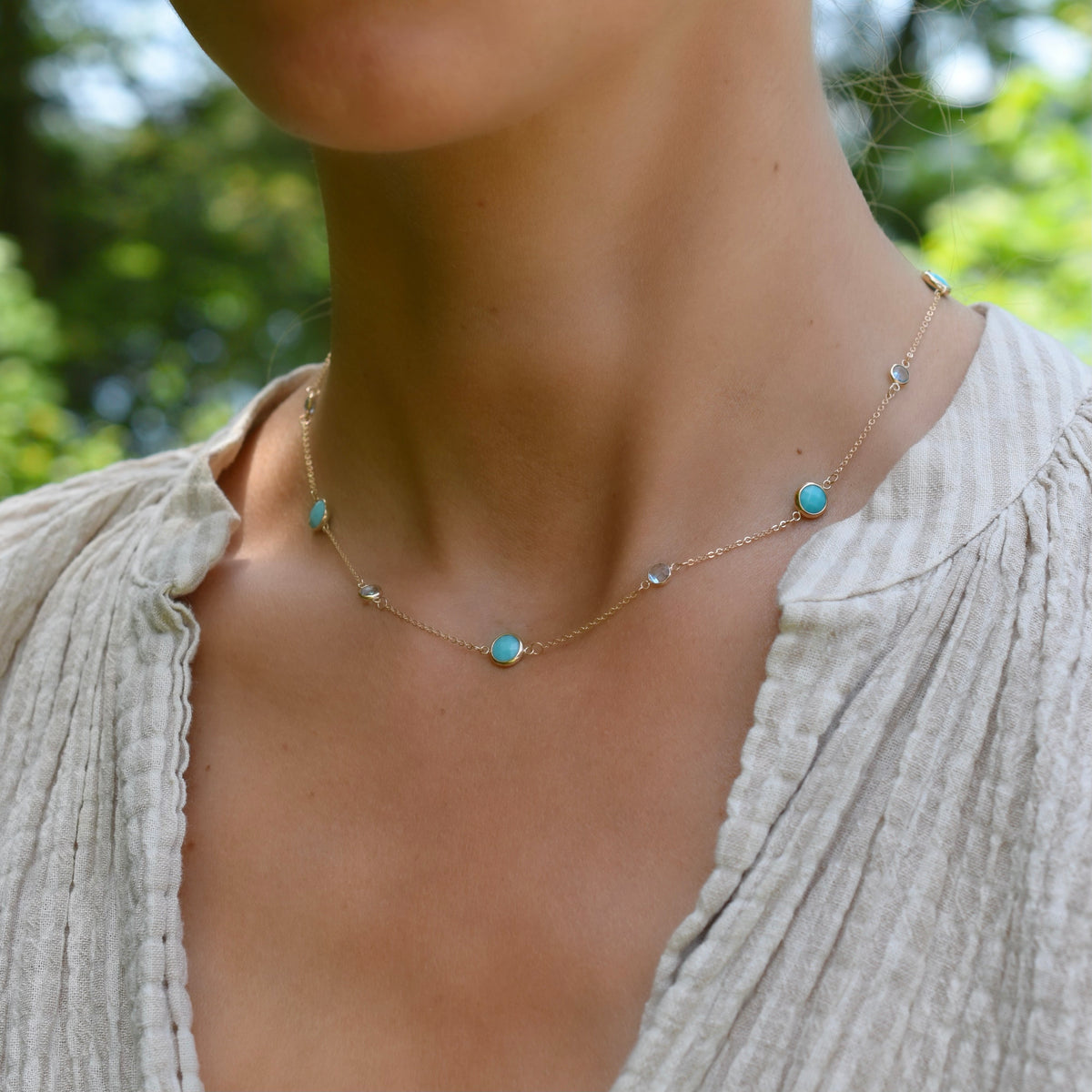 6.0 TCW Round Topaz Lab Made Diamond- December Birthstone Necklace 2