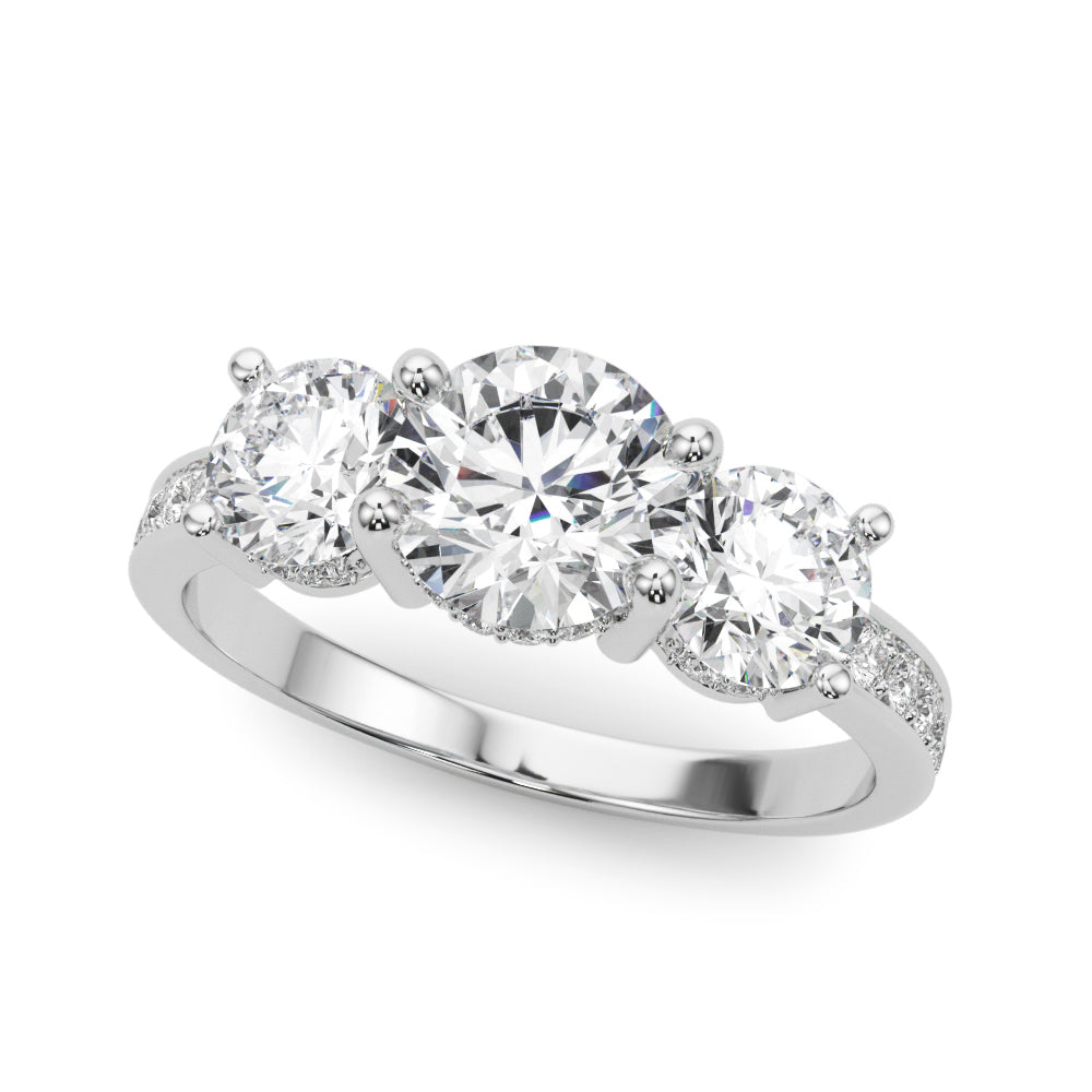 Stunning 0.50-1.50 CT Round Moissanite Engagement Ring With Three Stone & Hidden Halo Design 2