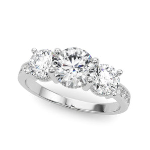 Stunning 0.50-1.50 CT Round Moissanite Engagement Ring With Three Stone & Hidden Halo Design