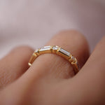 Stunning 0.4 TCW Radiant & Round Moissanite Stone Alternate Wedding Band 6