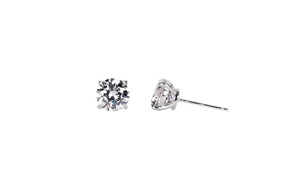 Round Cut Cubic Zirconia in 925 Sterling Silver Earrings 3
