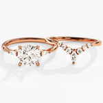 1.50 CT Round Cut Moissanite Cluster Bridal Ring Set with Round & Marquise Curved Wedding Bands 3