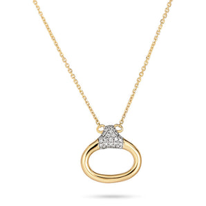 0.20 CT Round Moissanite Diamond Horsebit Pendant Necklace in Solid Gold