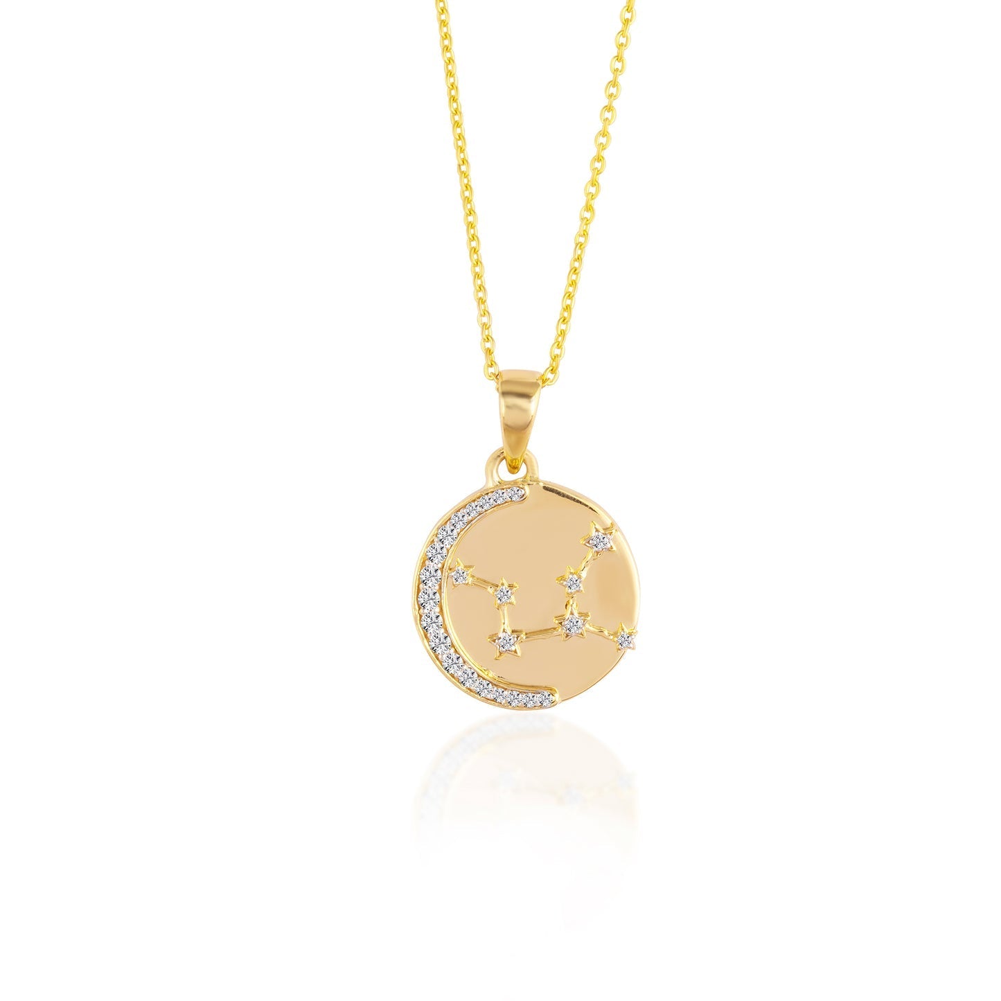 0.18 CT Round Moissanite Diamond Sign Pendant Necklace in Solid Gold 1