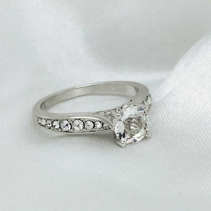 Round Cut Channel Setting Cubic Zirconia in 925 Sterling Silver Ring 7
