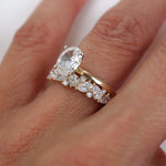 Stunning 0.4 TCW Pear & Round Moissanite Stones Alternate Wedding Band 4