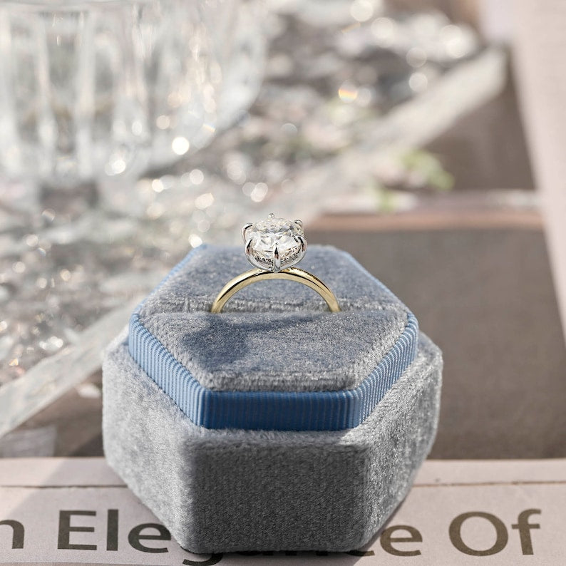 Stunning 2.5 CT Round Moissanite Engagement Ring with Hidden Halo Design 8