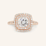 Stunning 1.0 CT Cushion Moissanite Engagement Ring with Double Halo and Pave Design 2