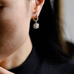1.0 TCW Round Cut Moissanite Halo Drop Earrings in Gold 6