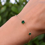 0.25 CT Round Emerald Lab Made Diamond-May Birthstone Dainty Bracelet 3