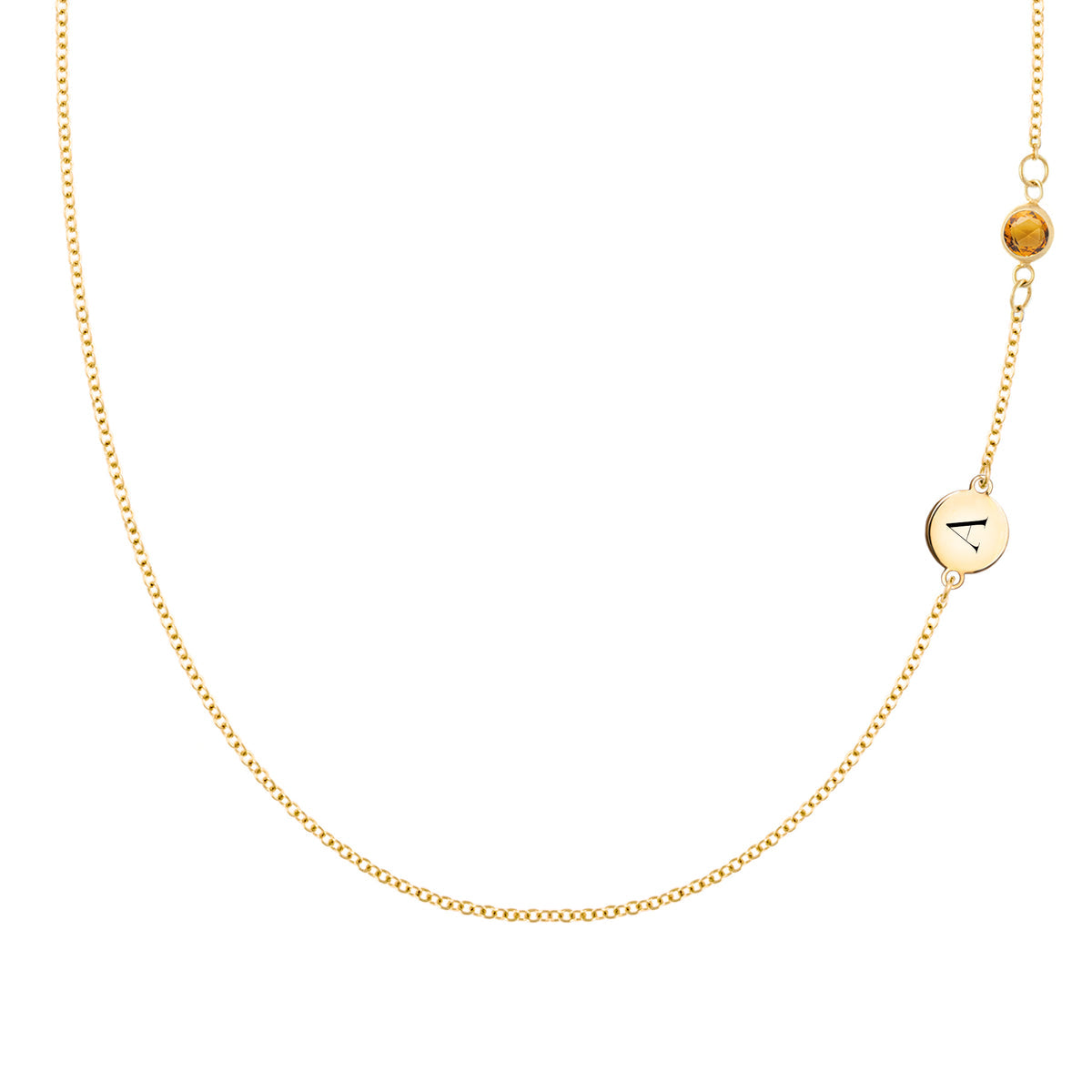 0.25 TCW Round Citrine Lab Made Diamond- November Birthstone Necklace 1
